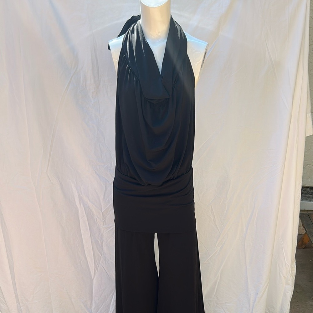 Frederick's of Hollywood Black Backless Halter Jumpsuit Size Large